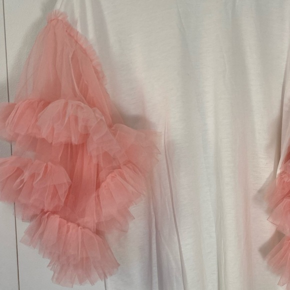 NWOT! Mesh Petal Sleeve, Round Neck, Casual T-Shirt Dress/Straight Mini Dress - Picture 4 of 6